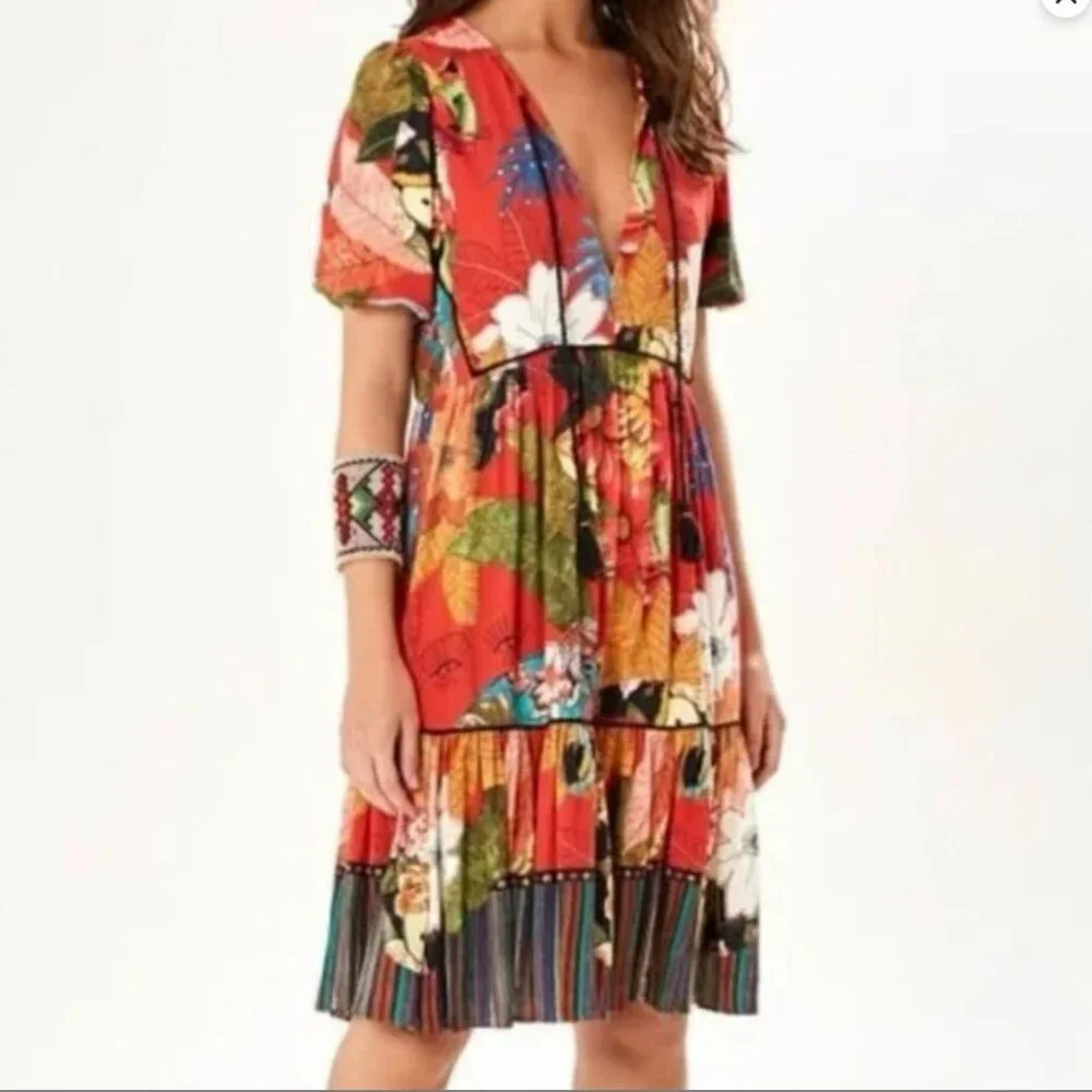 Farm Rio Dress Bordado Flores Dress - Picture 2 of 16